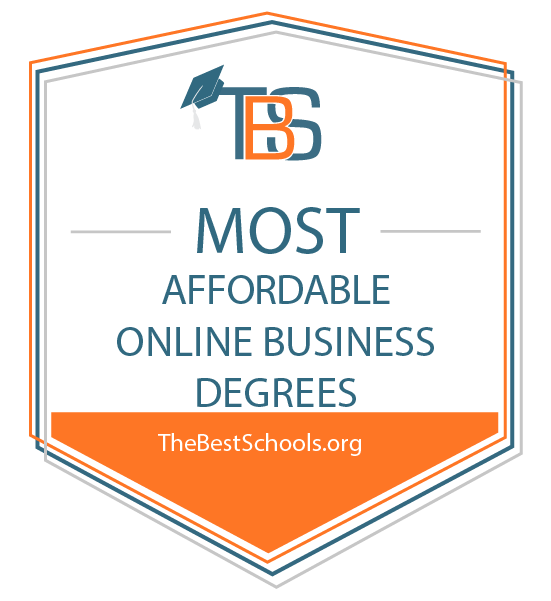 most affordable online business degrees badge