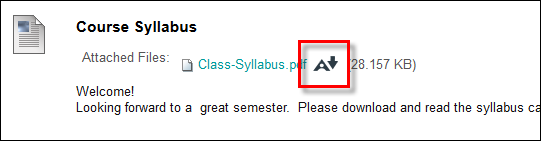 Sample of the ally icon in the student view.